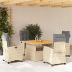 vidaXL 5-delige Tuinset met kussens poly rattan beige, 5 zitplaatsen, Nieuw, Tuinset, Verzenden