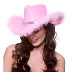 Barbie Cowboyhoed vilt roze met dons, Verzenden, Nieuw, Feestartikel