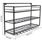 Industriële Wand Wijnrek met Glashouders – 3 Lagen Metaal, Verzenden, Nieuw