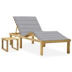 vidaXL Ligbed met tafeltje en kussen geïmpregneerd, Tuin en Terras, Verzenden, Nieuw