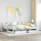 vidaXL Slaapbank met onderschuifbed/lades zonder matras, Huis en Inrichting, 90 cm, Eenpersoons, Verzenden, Wit