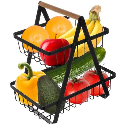 Ruhhy Tweelaagse Fruitmand - Moderne Metalen Groentemand..., Huis en Inrichting, Keuken | Keukenbenodigdheden, Nieuw, Ophalen of Verzenden