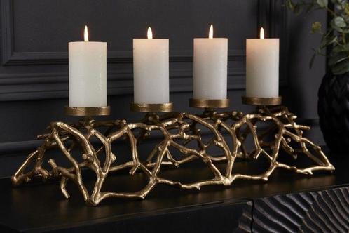 Elegante kaarsenhouder ABSTRACT 60cm goud voor 4 kaarsen -, Huis en Inrichting, Woonaccessoires | Overige, Ophalen of Verzenden