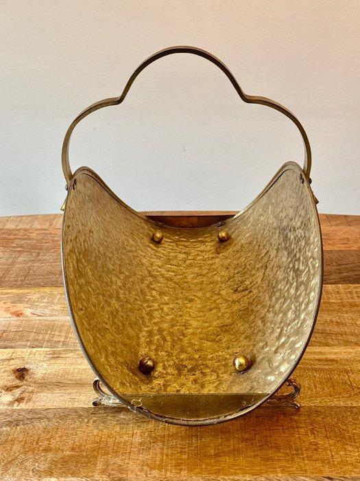 Jardinière - Messing - Grote deur houtblokken., Antiek en Kunst, Curiosa en Brocante