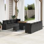 vidaXL 11-delige bankset voor in de tuin met kussens, zwart, Verzenden, Nieuw
