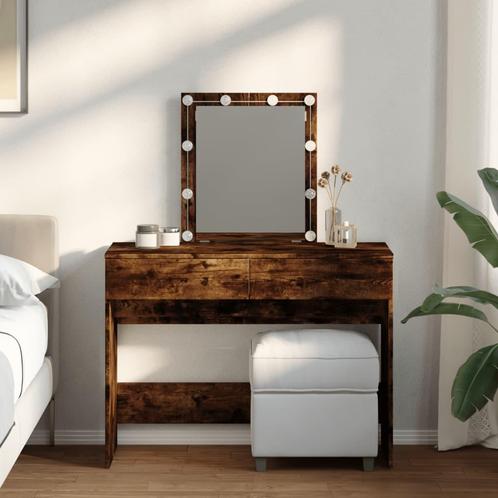vidaXL Kaptafel met LED 100x40x130 cm gerookt eikenkleurig, Huis en Inrichting, Tafels | Kaptafels, Nieuw, Verzenden