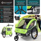 Fietsaanhanger - Kinderaanhanger - Max. 40kg - Groen - KESSE, Kinderen en Baby's, Buggy's, Verzenden, Zo goed als nieuw