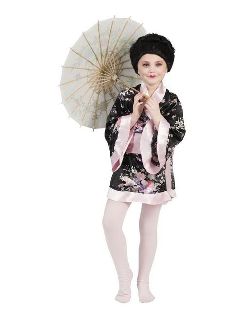 Japanse Kimono Zwart/Roze Meisje, Kleding | Dames, Carnavalskleding en Feestkleding, Nieuw, Ophalen of Verzenden