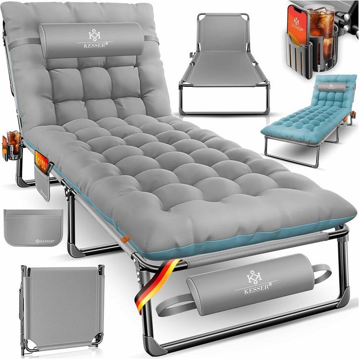 KESSER® Campingbed - Ligbed - Inklapbaar - 190x68x30cm - Gri, Tuin en Terras, Tuinmeubel-accessoires, Nieuw, Verzenden