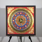 Painting of Tibetan Tradition - Mandala Mantra with OM and 8, Antiek en Kunst