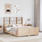 vidaXL Bed met boekenkast zonder matras massief hout 120x200, Huis en Inrichting, Slaapkamer | Bedden, Verzenden, Wit, Nieuw, Twijfelaar