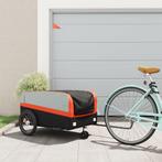 vidaXL Fietstrailer 45 kg ijzer zwart en oranje, Fietsen en Brommers, Fietsaccessoires | Aanhangers en Karren, Verzenden, Nieuw