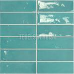 Handvorm wandtegel 6,5x20 blauw groen teal soft glans, Nieuw, Ophalen of Verzenden, 10 m² of meer, Wandtegels