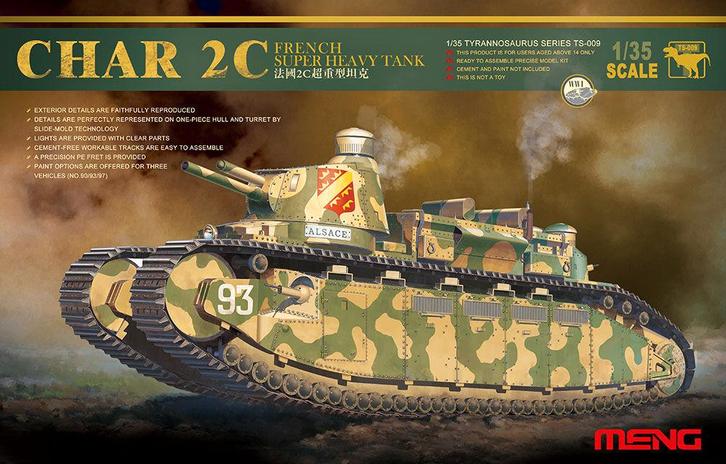 MENG-Model TS-009 French super heavy tank Char 2C, Hobby en Vrije tijd, Modelbouw | Auto's en Voertuigen, Overige typen, Nieuw