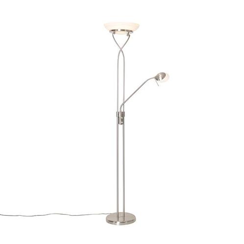 Vloerlamp staal incl. LED en dimmer met leeslamp - Empoli, Huis en Inrichting, Lampen | Vloerlampen, Nieuw, Overige materialen
