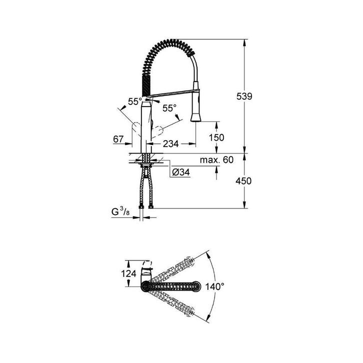 K7 Keukenkraan Medium Met Professionele Handdouche Auto Met, Doe-het-zelf en Verbouw, Sanitair, Ophalen of Verzenden