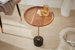 Design bijzettafel TRAYFUL 55cm acacia rond goud met zwart, Huis en Inrichting, Tafels | Sidetables, Ophalen of Verzenden, Nieuw
