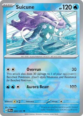 Suicune 024/131 Pokeball Prismatic Evolutions, Hobby en Vrije tijd, Verzamelkaartspellen | Pokémon, Losse kaart, Nieuw, Foil, Ophalen of Verzenden