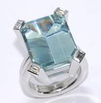 Ring - 18 karaat Witgoud - 28.60ct. tw. Aquamarijn - Diamant, Sieraden, Tassen en Uiterlijk, Ringen, Nieuw