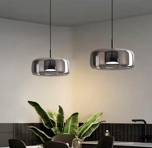 Luxe Moderne Glazen Hanglamp – LED Plafondlamp Zwart of Goud, Huis en Inrichting, Lampen | Hanglampen, Nieuw, Verzenden