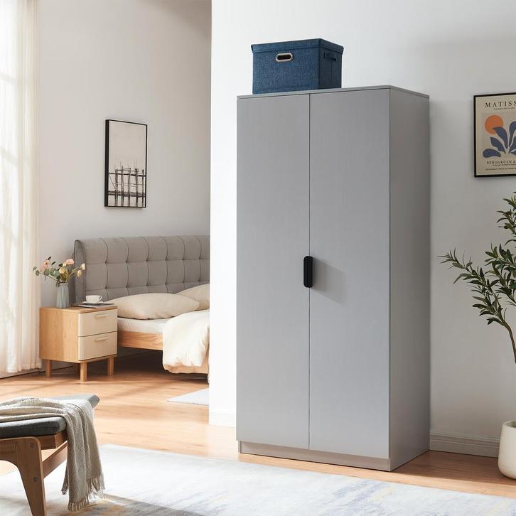 Kledingkast Eiselfing 176x80x52 cm met 4 vakken grijs [en.ca, Huis en Inrichting, Kasten | Kledingkasten, Verzenden