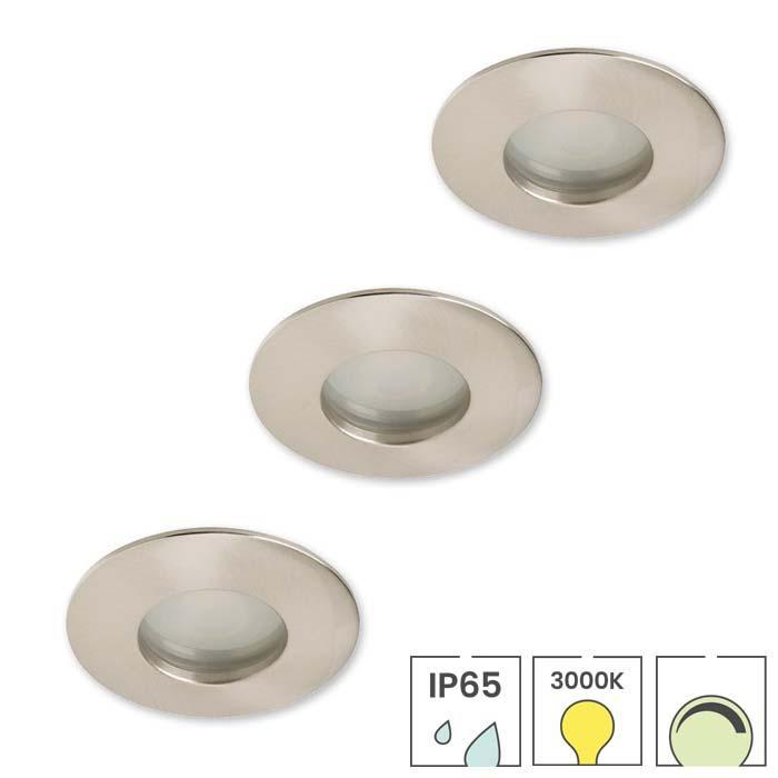 Set van 3 badkamer inbouwspots nikkel + LED spots GU10, Huis en Inrichting, Lampen | Spots, Nieuw, Verzenden