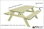Rockwood® Picknicktafel Massief Grenen Luxe Superieur 1.20m, Tuin en Terras, Picknicktafels, Ophalen of Verzenden, Nieuw, Rechthoekig