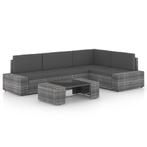 vidaXL 5-delige Loungeset met kussens poly rattan grijs, Verzenden, Nieuw, Rotan, Loungeset