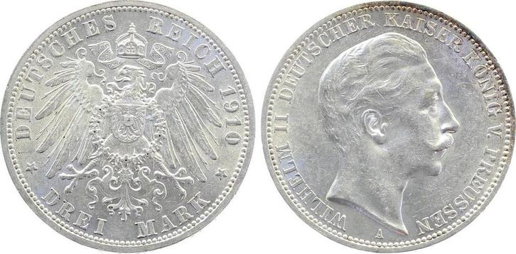 Duitsland 3 Mark Preussen Pruisen 1910 A minimale Kraetze..., Postzegels en Munten, Munten | Europa | Niet-Euromunten, Verzenden