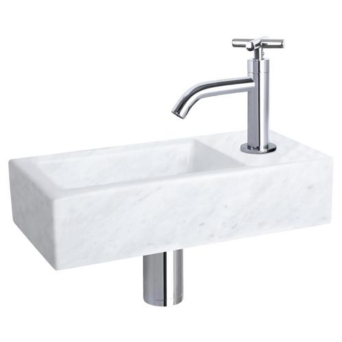 Fonteinset Differnz Helios 37.5x18.5x9.5 cm Marmer Wit Met, Huis en Inrichting, Badkamer | Badkamermeubels, Overige typen, Nieuw
