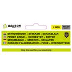 Benson Stroomsnoer met schakelaar - zwart - 2 meter - CE..., Ophalen of Verzenden, Nieuw