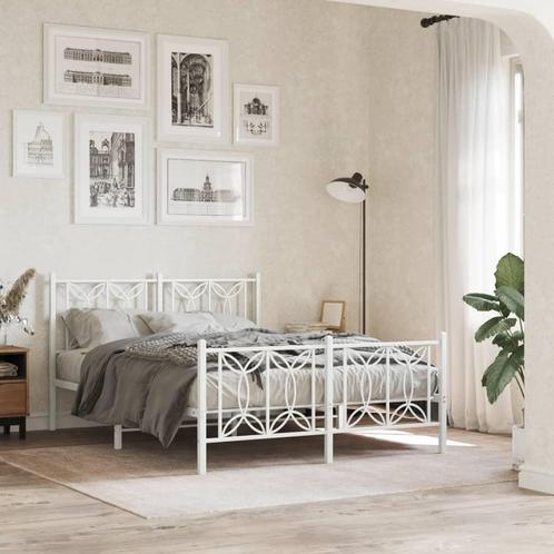 vidaXL Bedframe met hoofd- en voeteneinde metaal wit 140x200, Huis en Inrichting, Slaapkamer | Bedden, 140 cm, 200 cm, Wit, Tweepersoons