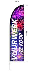 Beachvlag Vuurwerk doek 60x240cm, hoogte zonder voet circa, Diversen, Nieuw