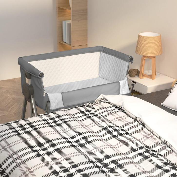 vidaXL Babybed met matras linnen donkergrijs, Kinderen en Baby's, Kinderkamer | Bedden, Nieuw, Verzenden