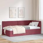 vidaXL Hoekbedframe met hoofdeinde Wijnrood 100 x 200 cm, Verzenden, Nieuw, Rood, Stof