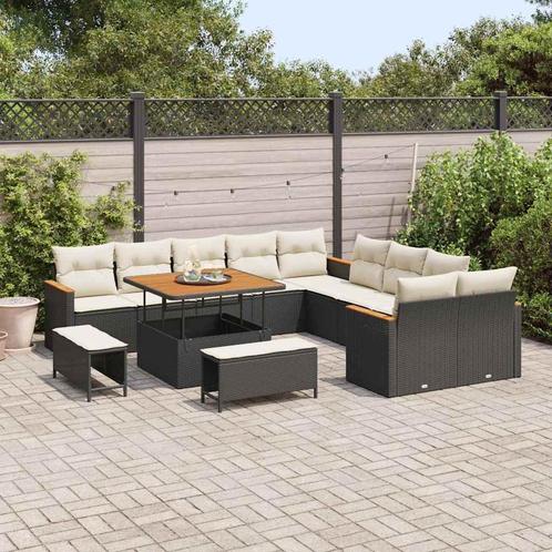vidaXL Tuin Sofa Set met kussen 13 pcs Zwart Poly riet, Tuin en Terras, Tuinsets en Loungesets, Nieuw, Rotan, Verzenden