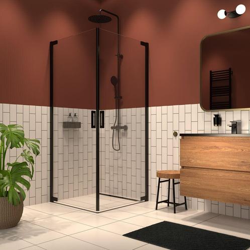 Tweedelige hoekinstap met helder veiligheidsglas en, Doe-het-zelf en Verbouw, Sanitair, Douche, Nieuw, Ophalen of Verzenden