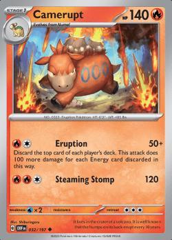 Camerupt 032/197 reverse holo Obsidian flames, Hobby en Vrije tijd, Verzamelkaartspellen | Pokémon, Losse kaart, Nieuw, Foil, Ophalen of Verzenden