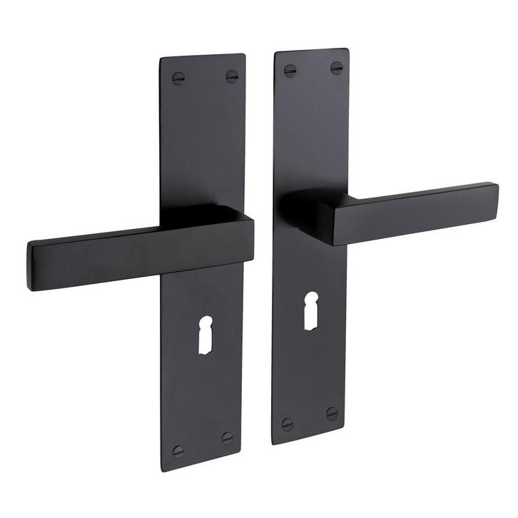 Nova op schild in zwart en sleutelgat 55 mm, Doe-het-zelf en Verbouw, Hang- en Sluitwerk, Klink of Kruk, Nieuw, IJzer, Ophalen of Verzenden