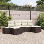 vidaXL Tuin Sofa Set met kussen 6 pcs Bruin Poly riet, Tuin en Terras, Verzenden, Nieuw, Rotan