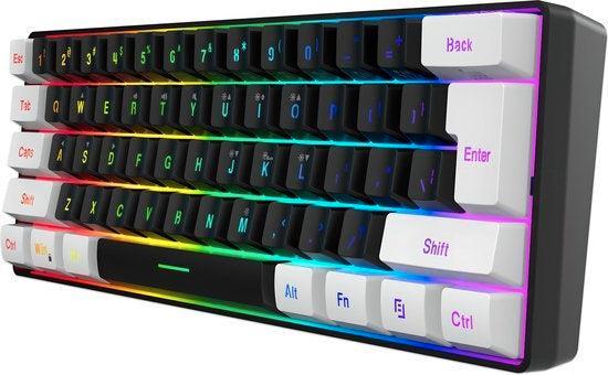 2dekans | HXSJ V700 RGB Compact Gaming Toetsenbord Qwerty 61, Computers en Software, Toetsenborden, Zo goed als nieuw, Ophalen of Verzenden