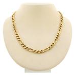 Gouden Figaro schakel ketting | 53 cm (unisex) (unisex), Sieraden, Tassen en Uiterlijk, Kettingen, Ophalen of Verzenden, Gebruikt