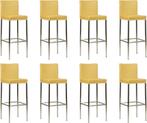 Set van 8 Gele leren moderne barkrukken - poot vierkant rvs, Nieuw, Leer, Ophalen of Verzenden, Modern
