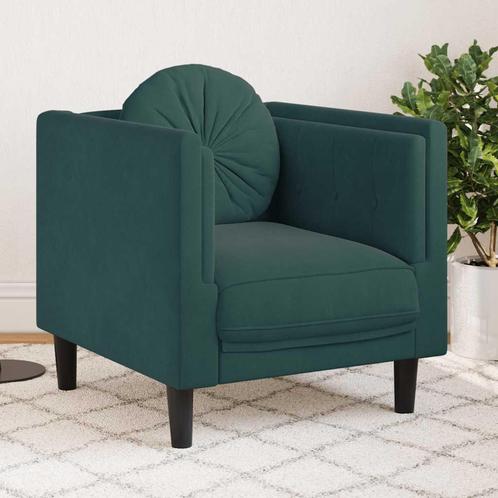 vidaXL Fauteuil met kussen fluweel donkergroen, Huis en Inrichting, Banken | Bankstellen, Nieuw, Stof, Eenpersoons, Verzenden