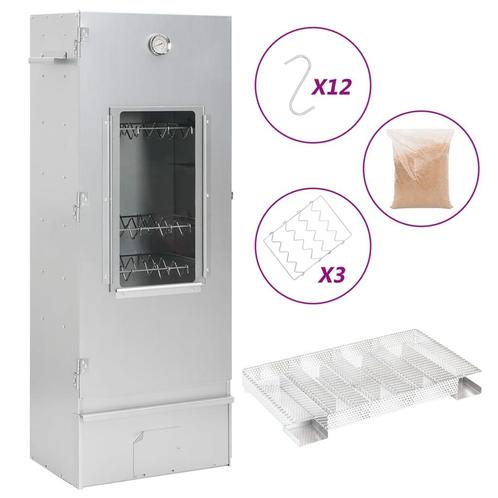 vidaXL BBQ-rookoven met koude rookgenerator gegalvaniseerd, Tuin en Terras, Houtskoolbarbecues, Nieuw, Verzenden