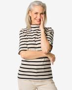 HEMA Dames T-shirt Clara rib wit/zwart, Verzenden, Nieuw