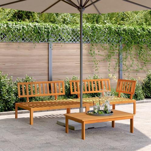 vidaXL 3-delige Loungeset pallet massief acaciahout, Tuin en Terras, Tuinsets en Loungesets, Loungeset, Nieuw, Hardhout, Verzenden