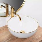 REA Luxe waskom - Wit met gouden rand - 360 mm - Keramiek..., Ophalen of Verzenden, Nieuw