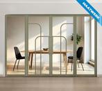 Dubbele stalen taatsdeur met glaspanelen Olijfgroen 4 Vlaks, Nieuw, Metaal, Overige typen