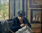 Alcide Davide Campestrini (1863-1940) - La filatrice, Antiek en Kunst, Kunst | Schilderijen | Klassiek